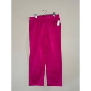 GAP Pink‎ Fleece Sweatpants Relaxed Straight Leg Lounge NWT Women L
